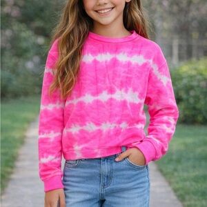 Rock Candy Pink Tie-Dye Kids light weight Crew Neck Sweatshirt NWT!